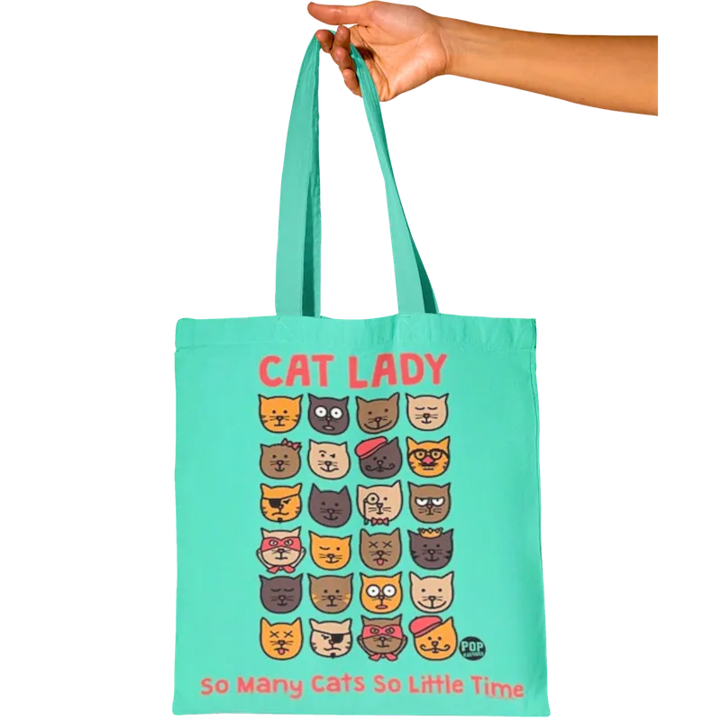 Pop Factory Cat Lady Mint Green Tote Bag