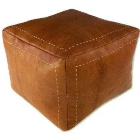 Pouf - Moroccan Square Leather Black