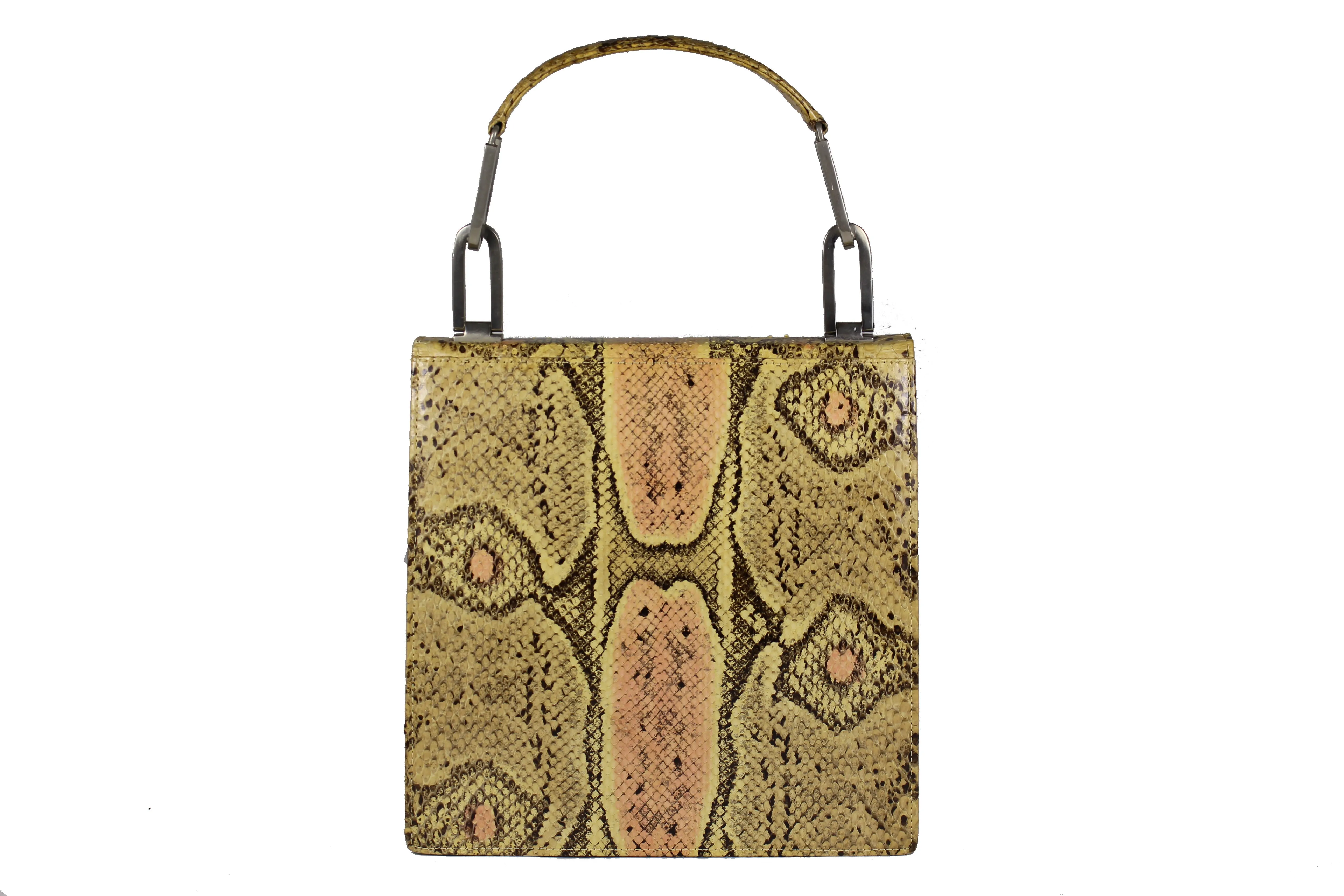 Pressed snake skin handbag in natural color