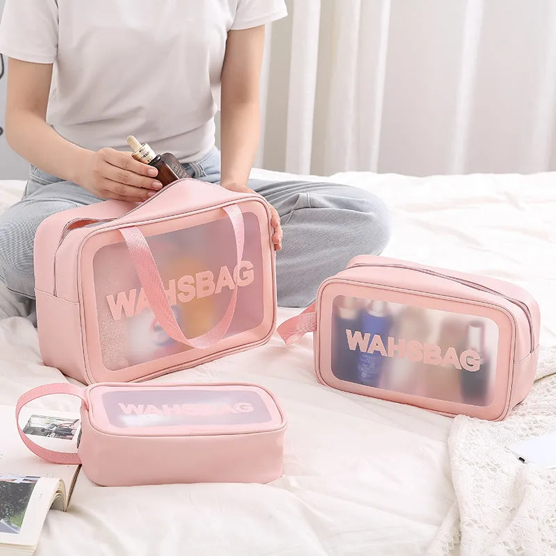 PU transparent makeup wash bag