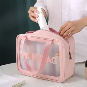 PU transparent makeup wash bag