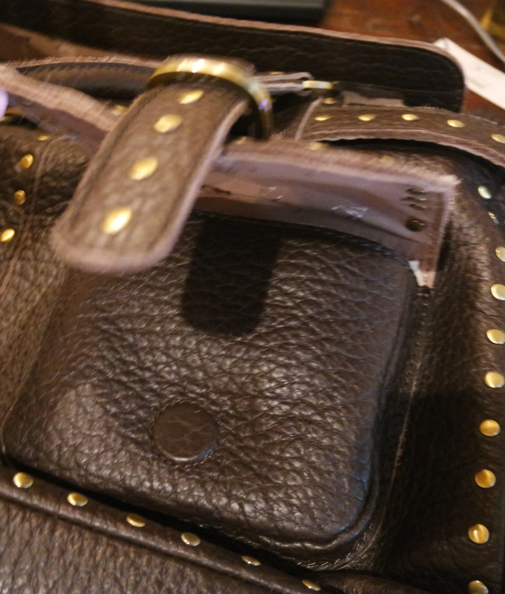 Rafe Studded Brown Leather Bag