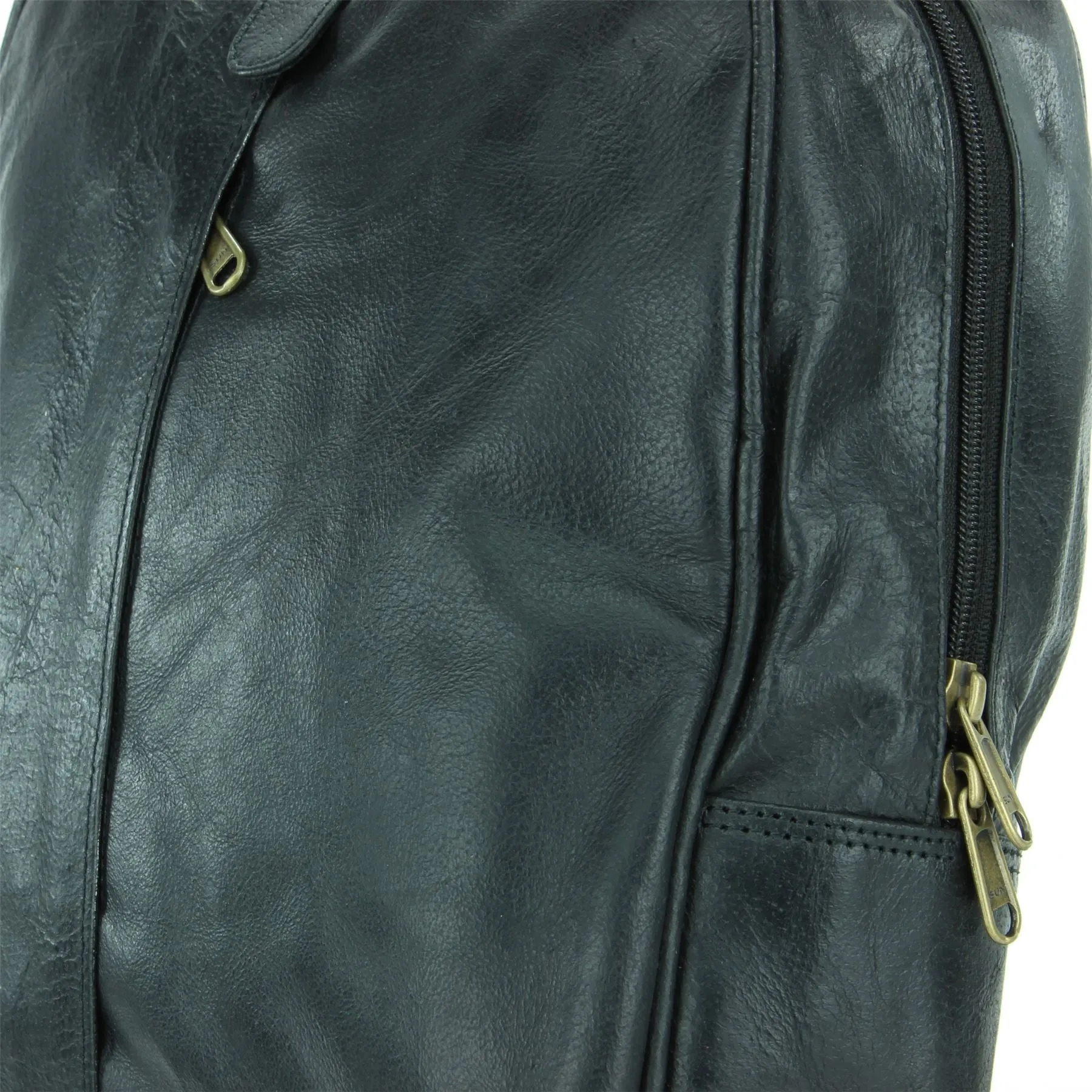 Real Leather Backpack Rucksack Bag - Black