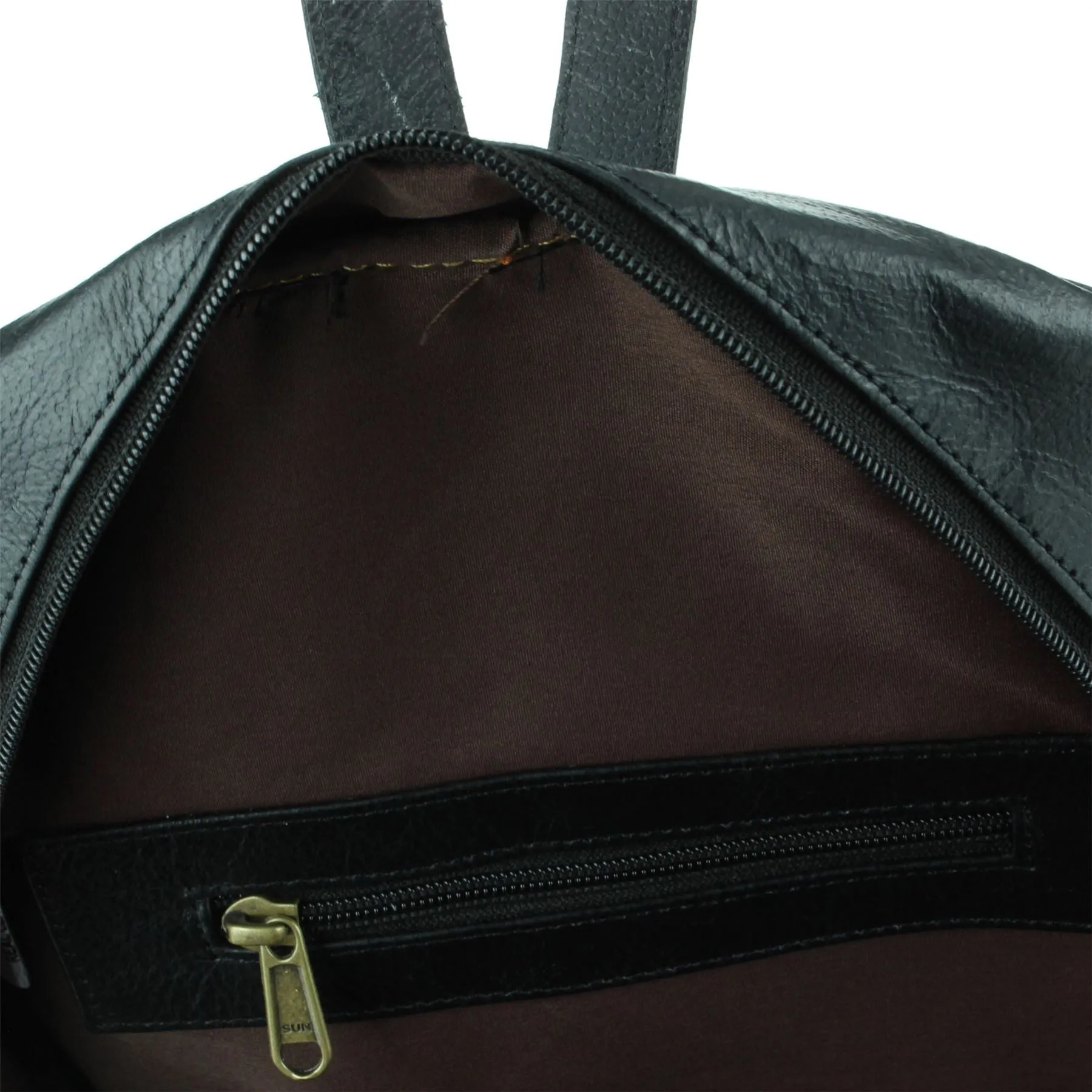 Real Leather Backpack Rucksack Bag - Black