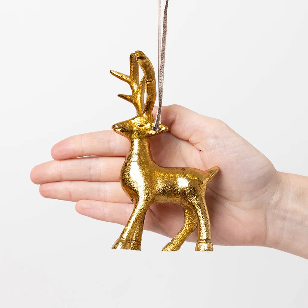 Reindeer Ornament - Antique Brass