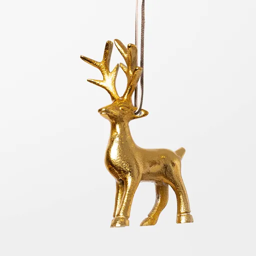 Reindeer Ornament - Antique Brass