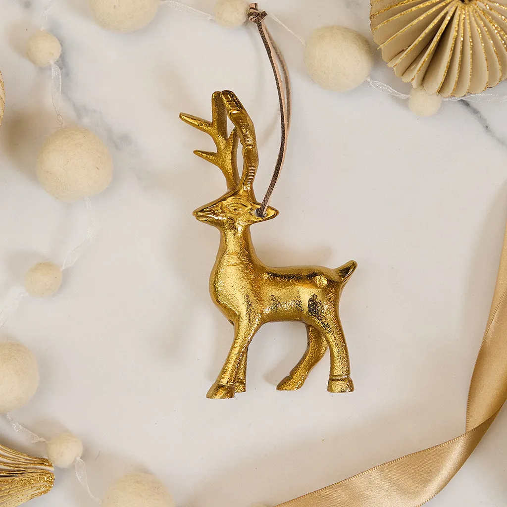 Reindeer Ornament - Antique Brass