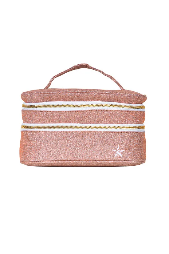 Rose Gold Rebel Glam & Go Travel Case with White Zipper