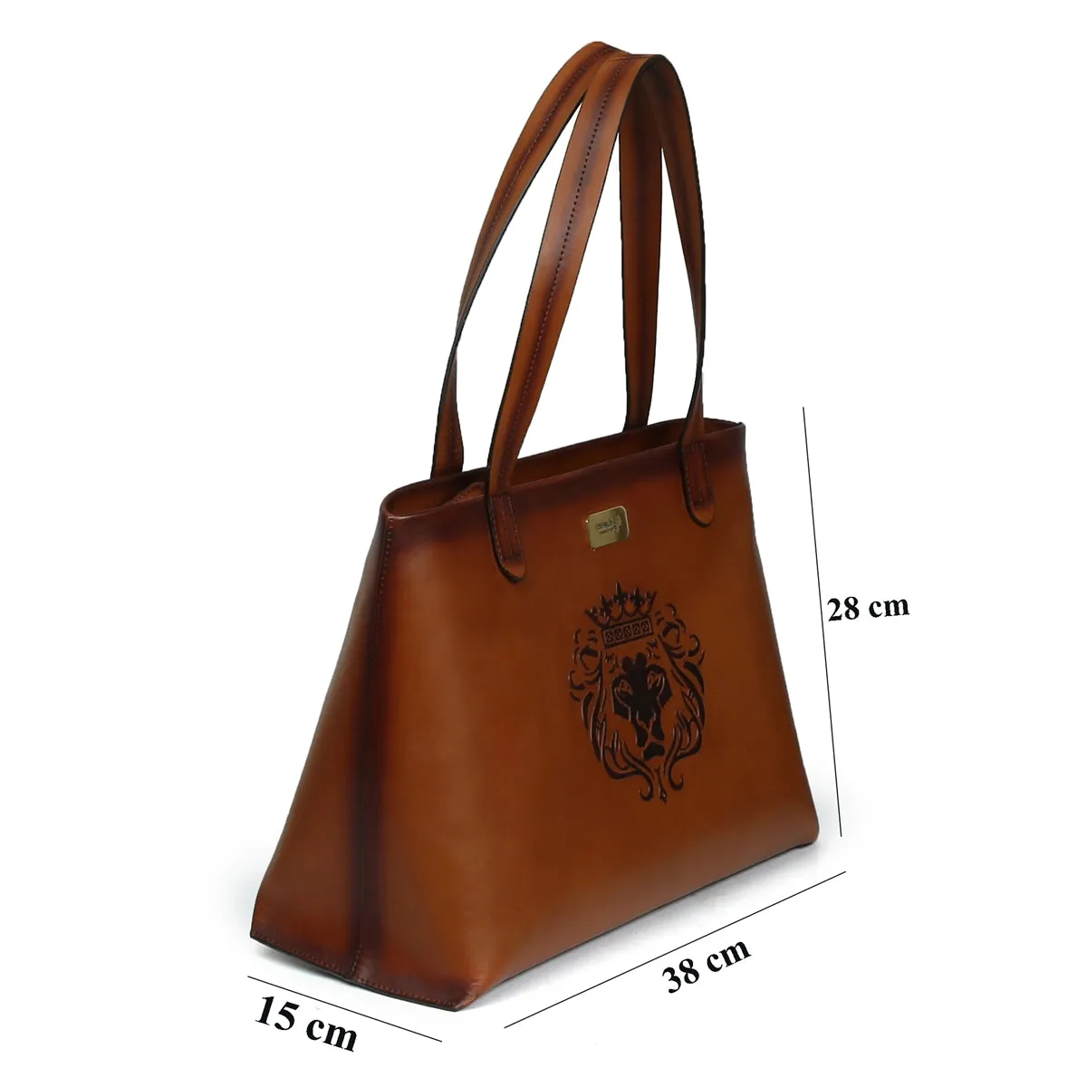 Shopping Bag for Women Tan Leather Top Zip Opening by Brune & Bareskin