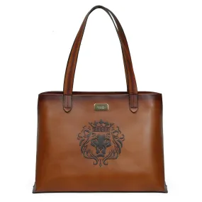 Shopping Bag for Women Tan Leather Top Zip Opening by Brune & Bareskin