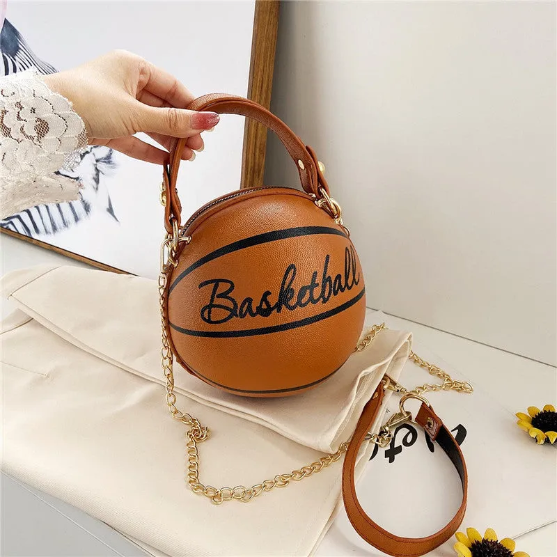 Shoulder Bag Basketball Football Chain Crossbody Bag Round Ball Bag