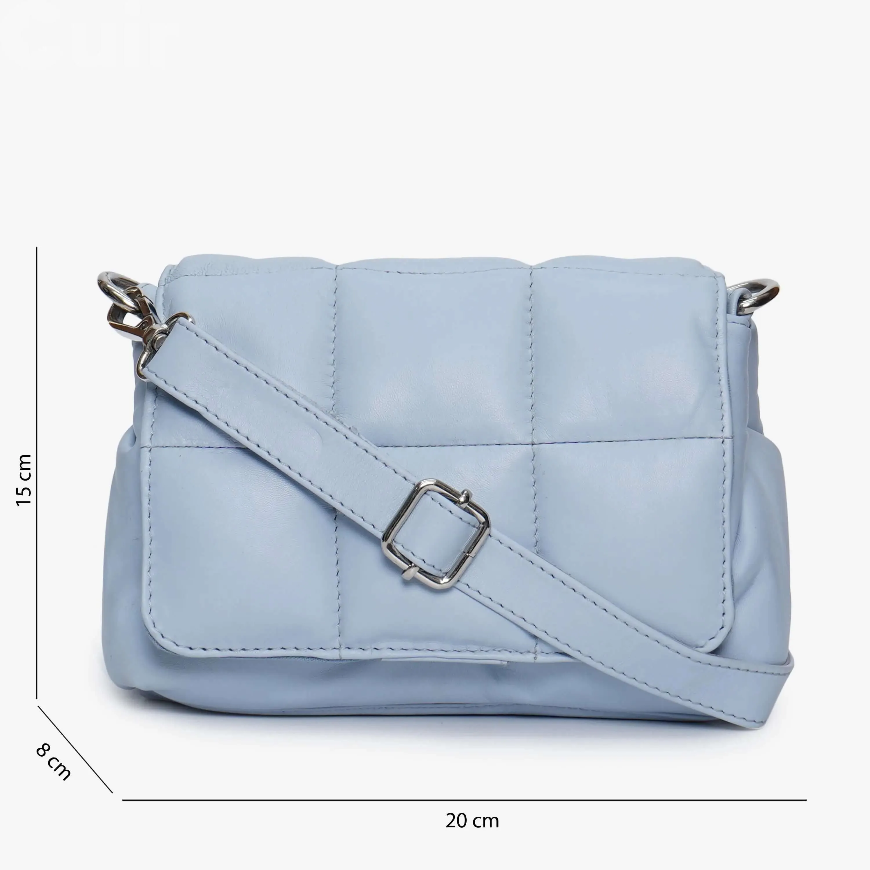 Soft Baby Blue Genuine Leather Crossbody Bag | Everyday Luxury