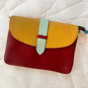 Soruka - Saddle Bag with Wristlet, Garnet & Mustard