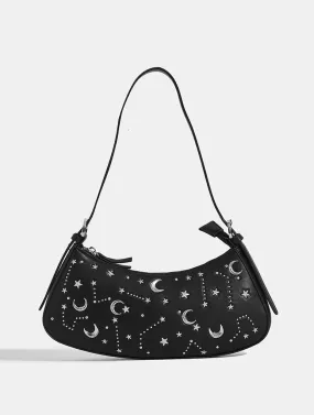 Starry Night Sky Shoulder Bag in Black