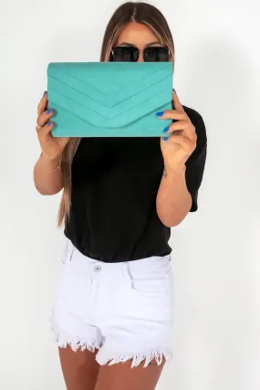 Stella Mint Suedette Clutch Bag