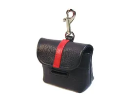 Stripe on Flap of Leather Poop Bag Holder