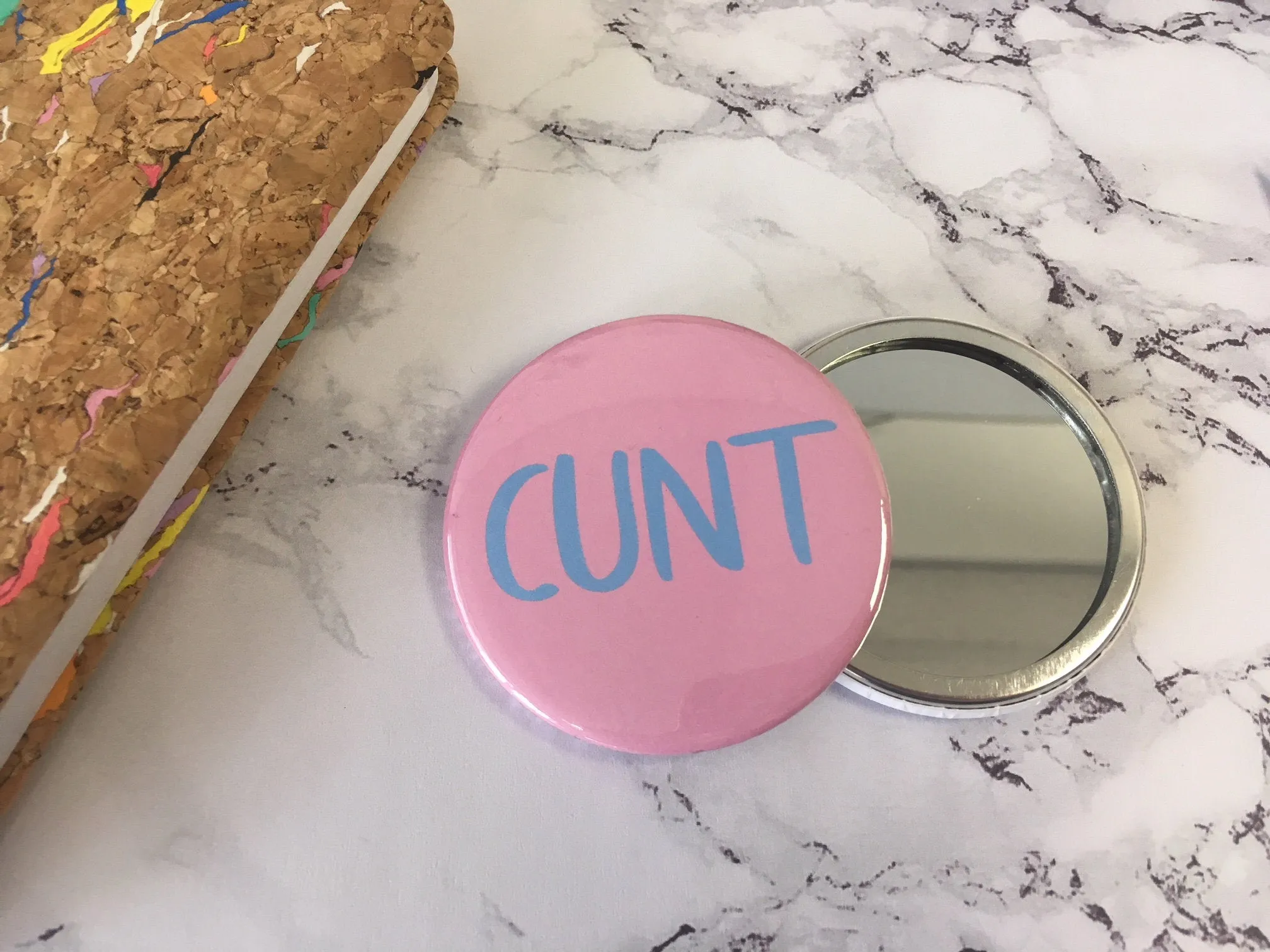 SWEARY C*nt Badge Magnet Keyring Mirror Neon Pastel