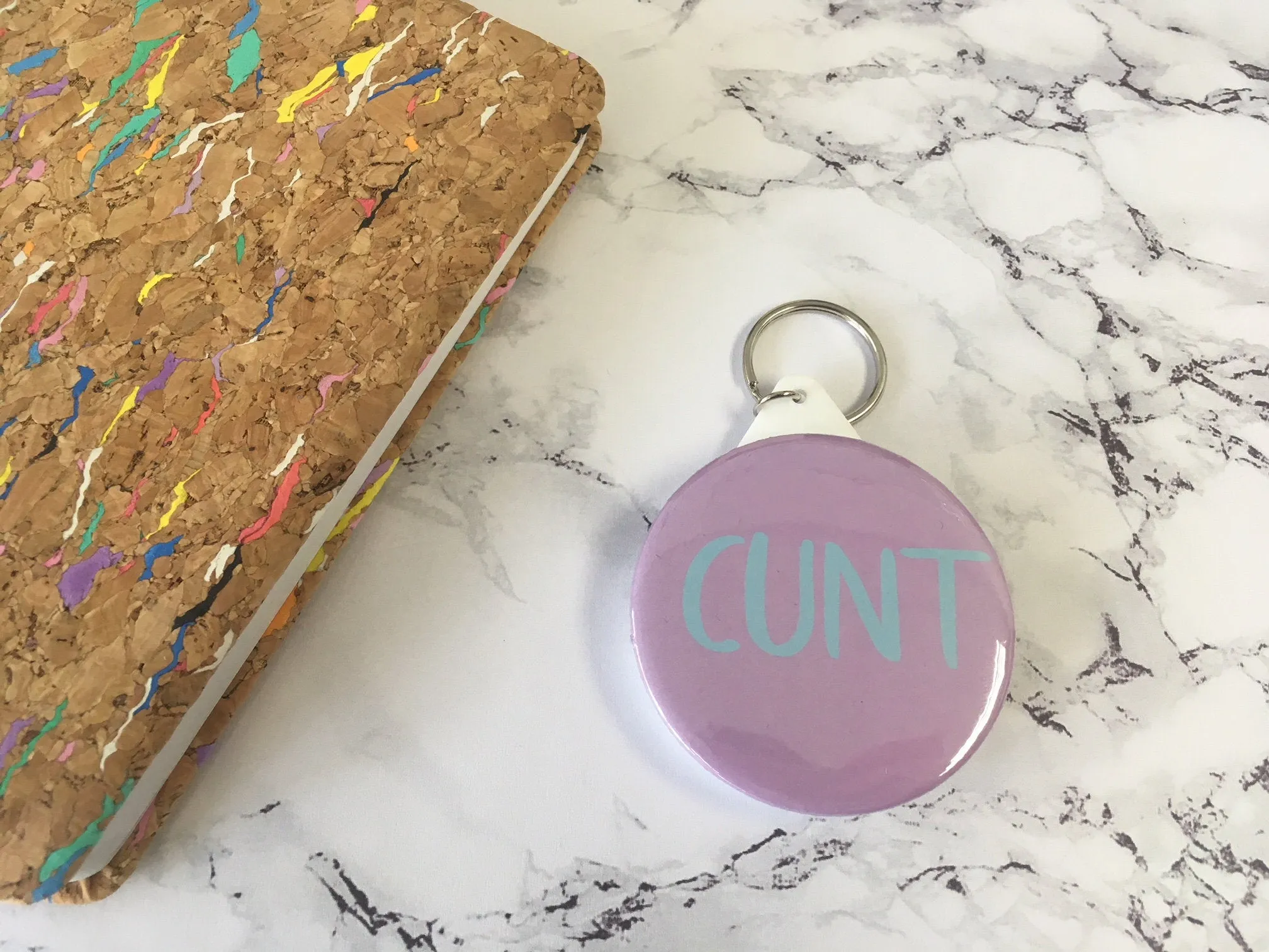 SWEARY C*nt Badge Magnet Keyring Mirror Neon Pastel