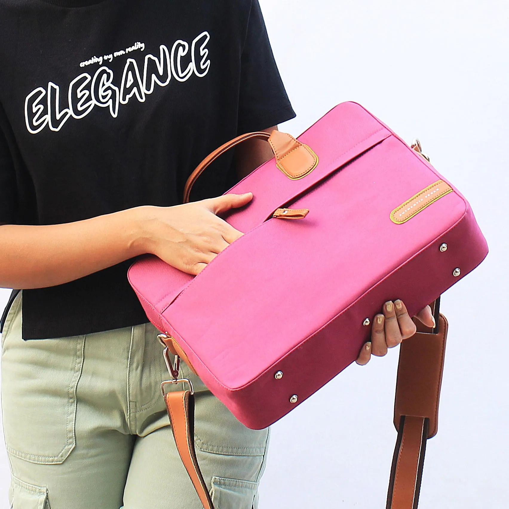 The Everyday All Purpose Messenger Bag Hot Pink - Authentic Vegan