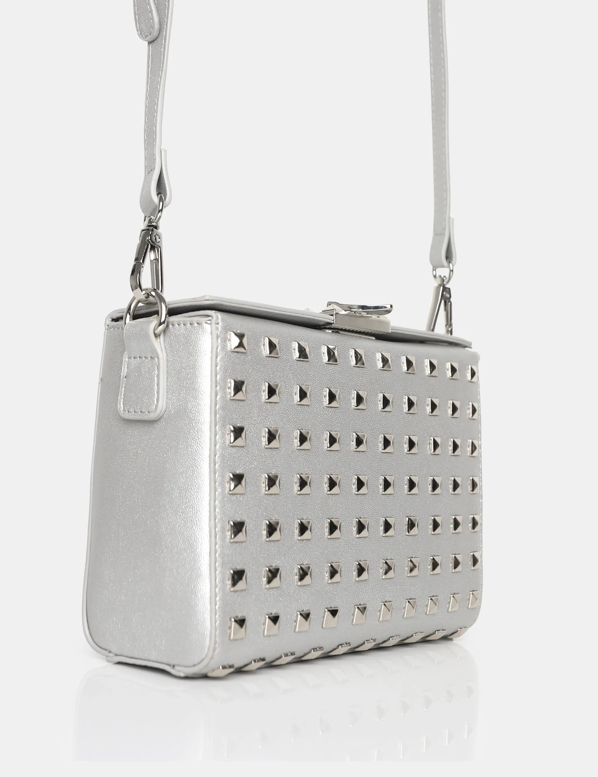 The Jose Silver PU Metal Studded Bag