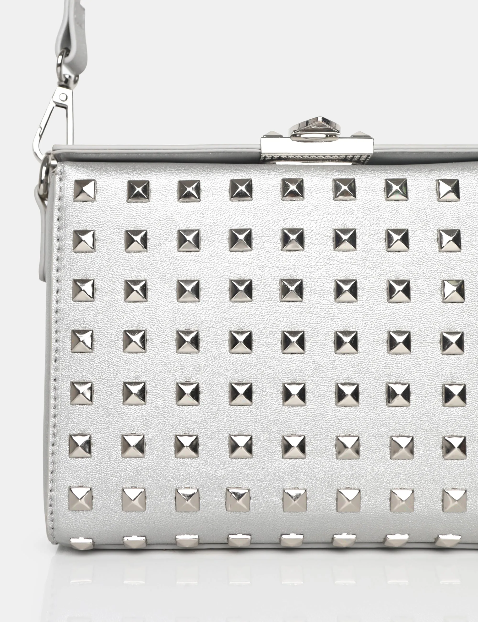 The Jose Silver PU Metal Studded Bag