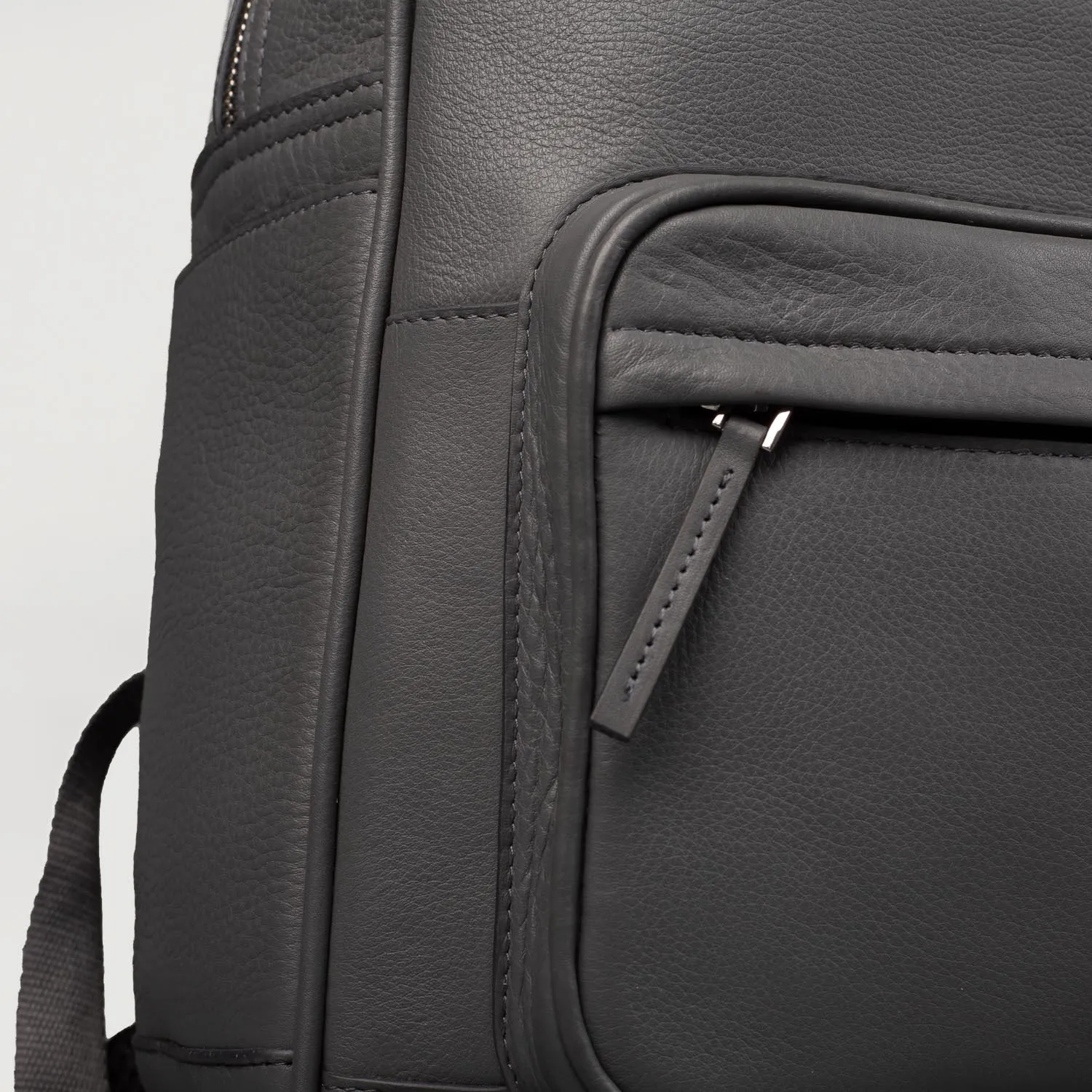 The Philos Grey Leather Backpack