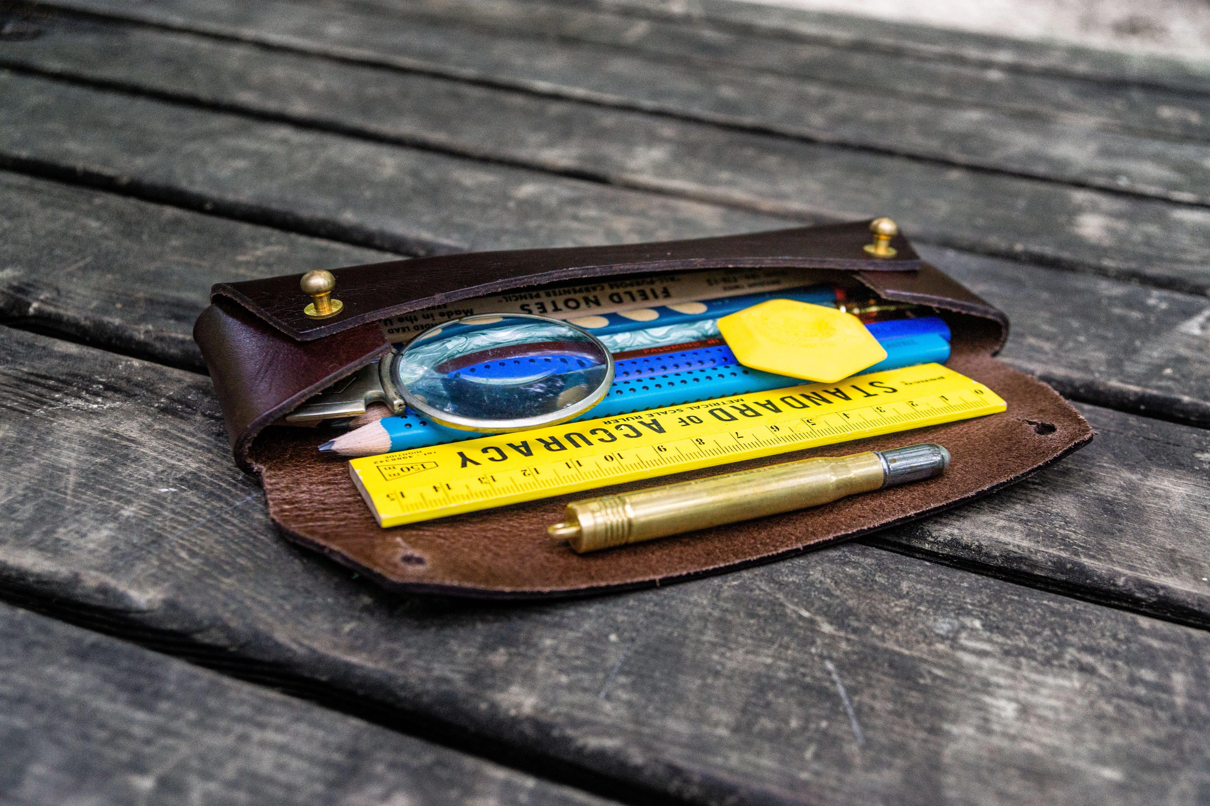 The Student Leather Pencil Case - Dark Brown