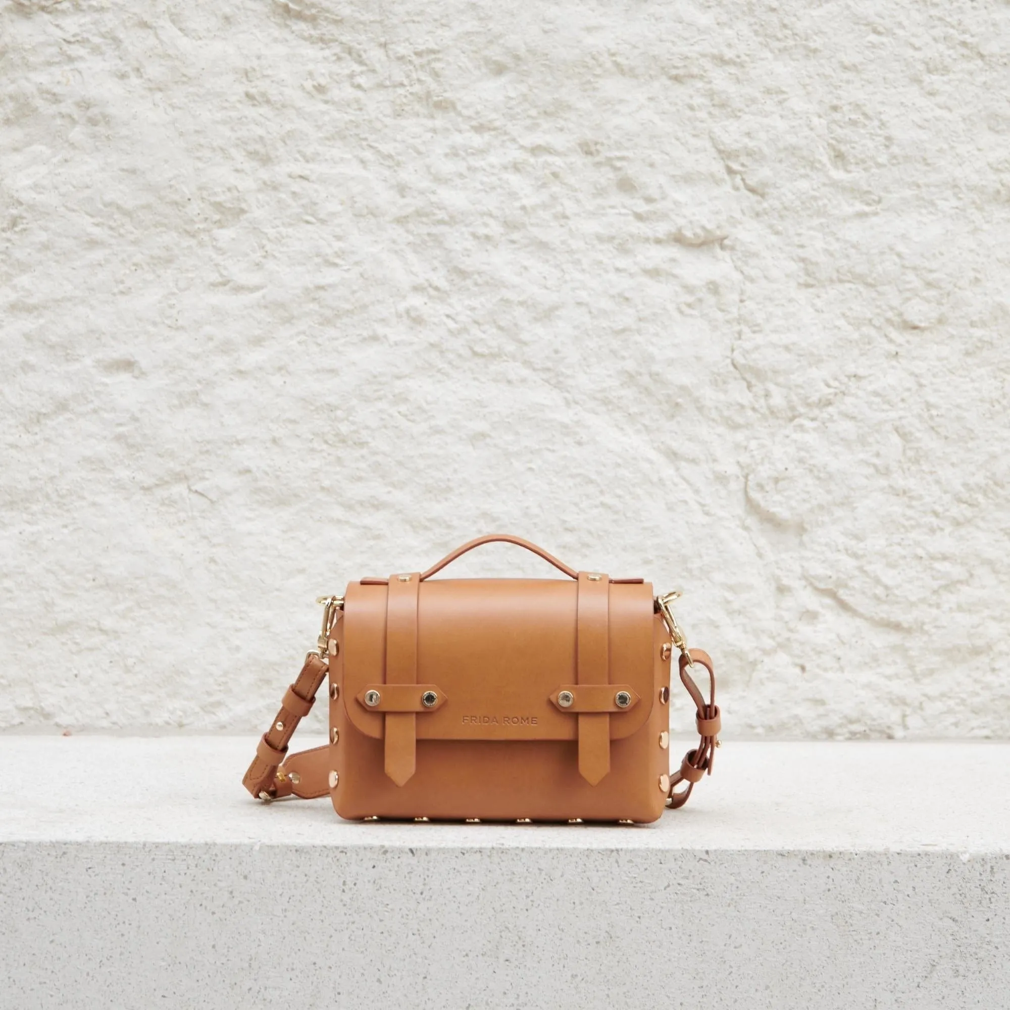 The WEEK/END Apple Leather Vegan Studded Crossbody Bag | Tan