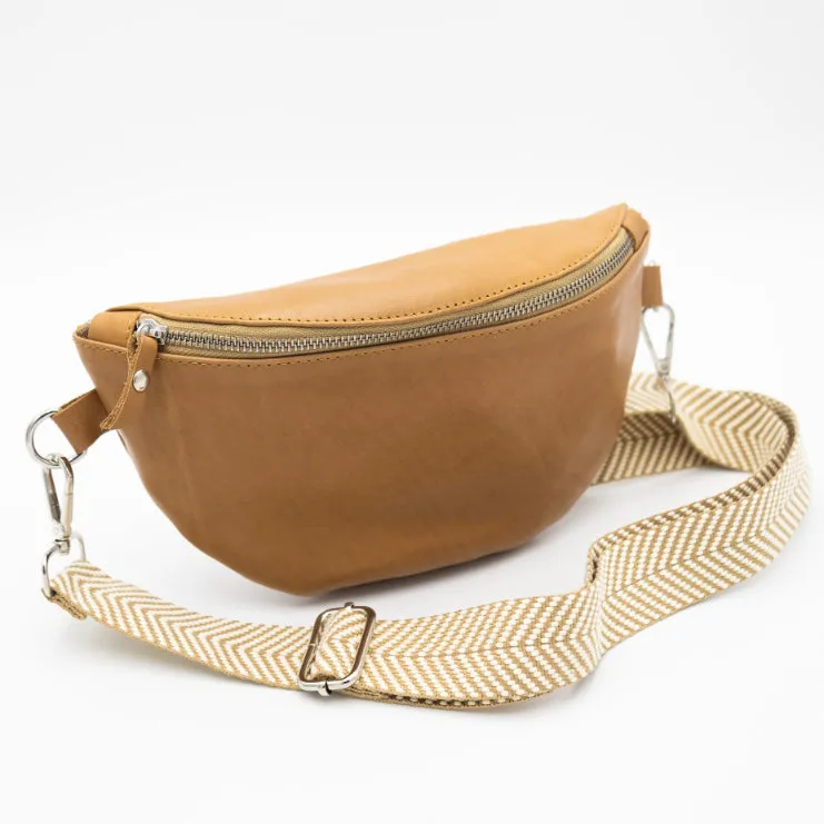 Toffee Leather Bum Bag (w Silver Fittings)