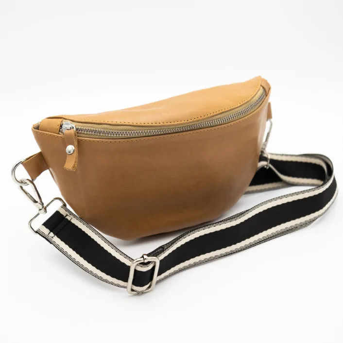 Toffee Leather Bum Bag (w Silver Fittings)