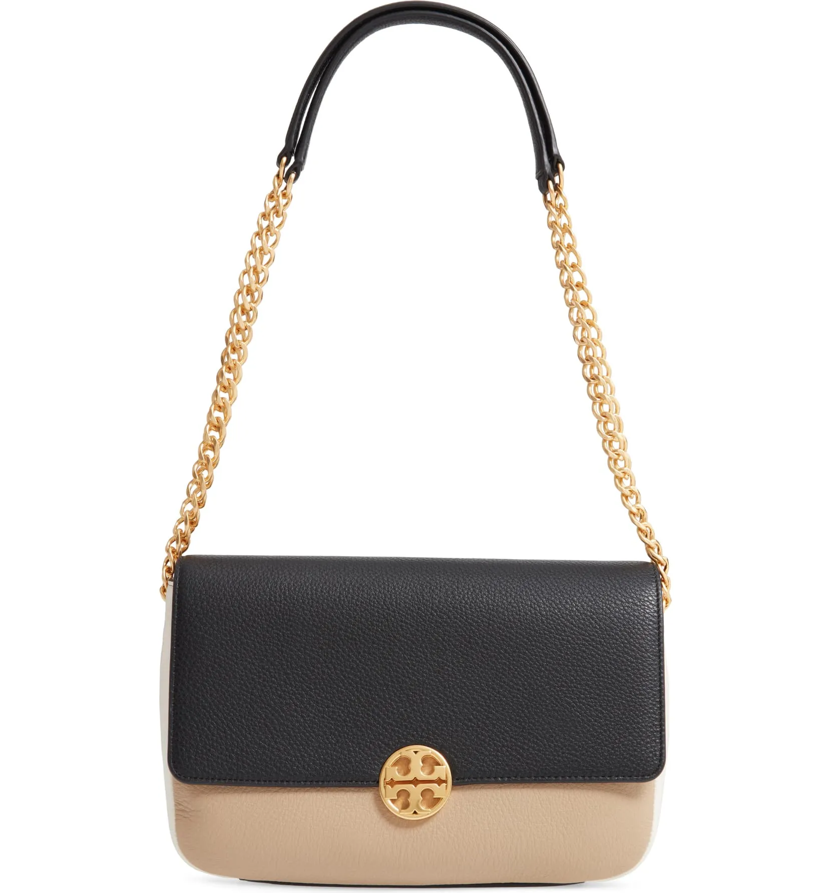 Tory Burch Savannah / Black / New Ivory Chelsea Color-Block Chain Shoulder Bag