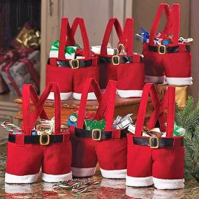 Tote Bag New Wool Fabric Merry Christmas Gifts Santa Pants Style Christmas Candy Gift Bag