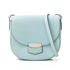 Trotteur Small Blue Crossbody Bag in Calfskin, Brushed Silver hardware