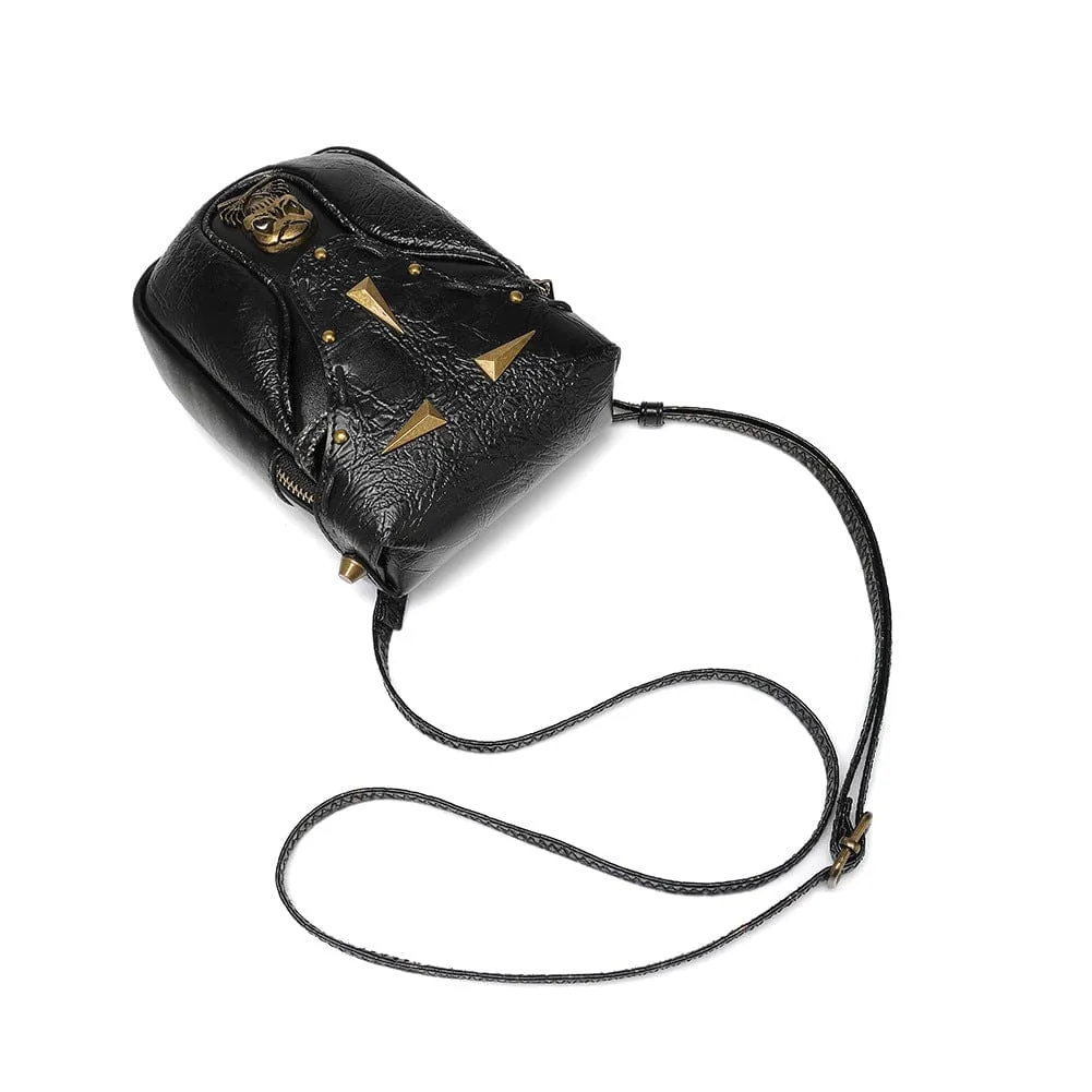 Unisex Steampunk Skull Studded Mini Bag