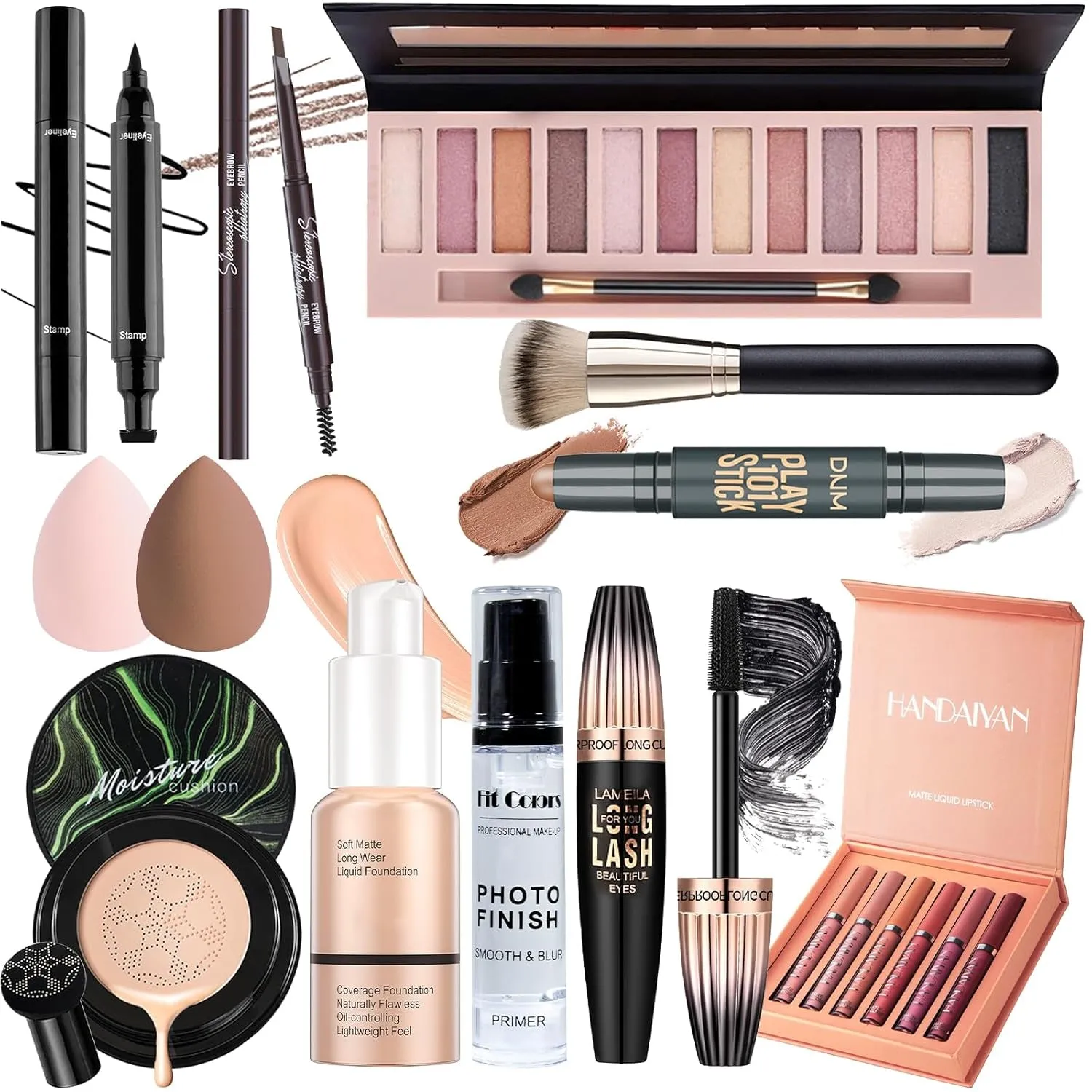 Versatile Women's Makeup Collection: Eyeshadow, Foundation, CC Cream, Lipsticks & Tools for Every Occasion