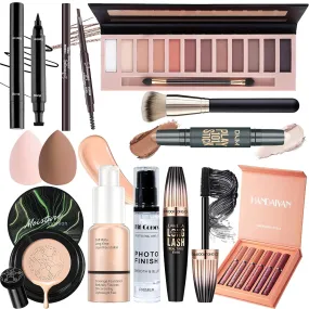 Versatile Women's Makeup Collection: Eyeshadow, Foundation, CC Cream, Lipsticks & Tools for Every Occasion