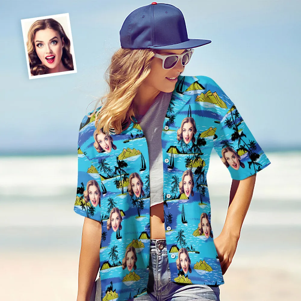 Vice City Custom Photo Hawaiian Shirt Parent-child Wears Personalised Face Hawaiian Shirt Gift