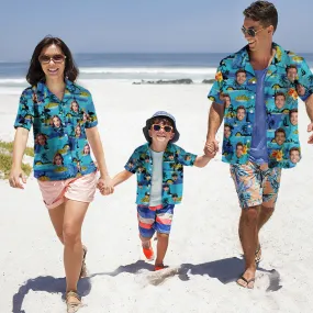 Vice City Custom Photo Hawaiian Shirt Parent-child Wears Personalised Face Hawaiian Shirt Gift