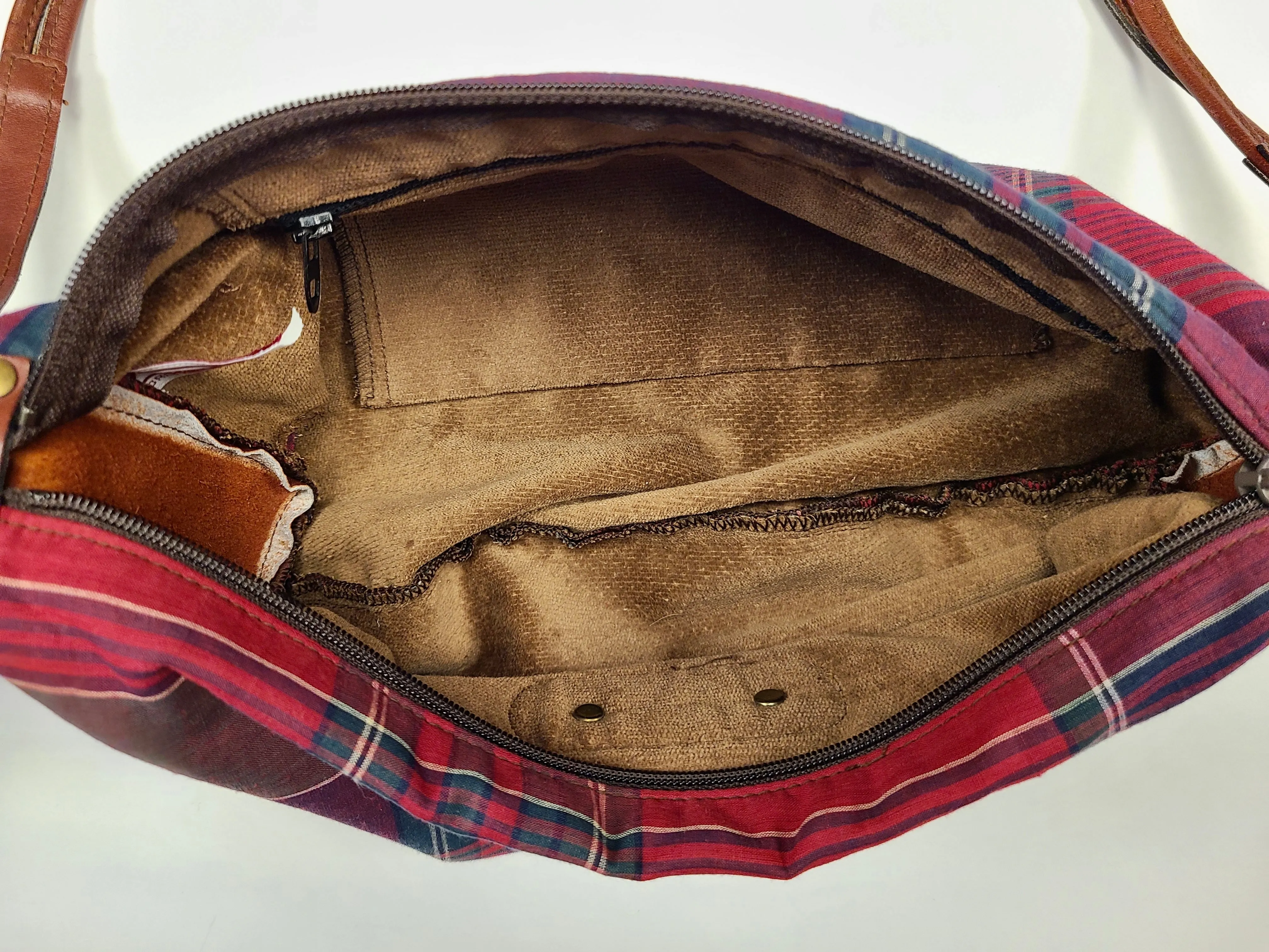 Vintage 1980s Plaid Slouch Bag