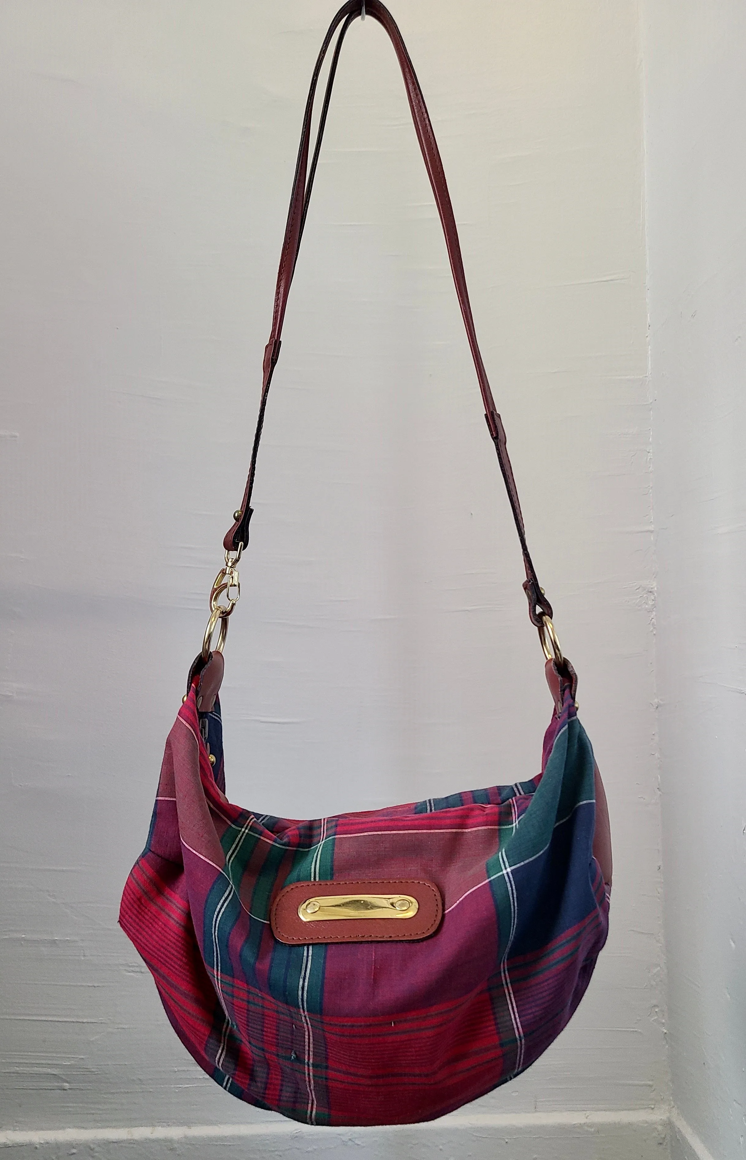 Vintage 1980s Plaid Slouch Bag