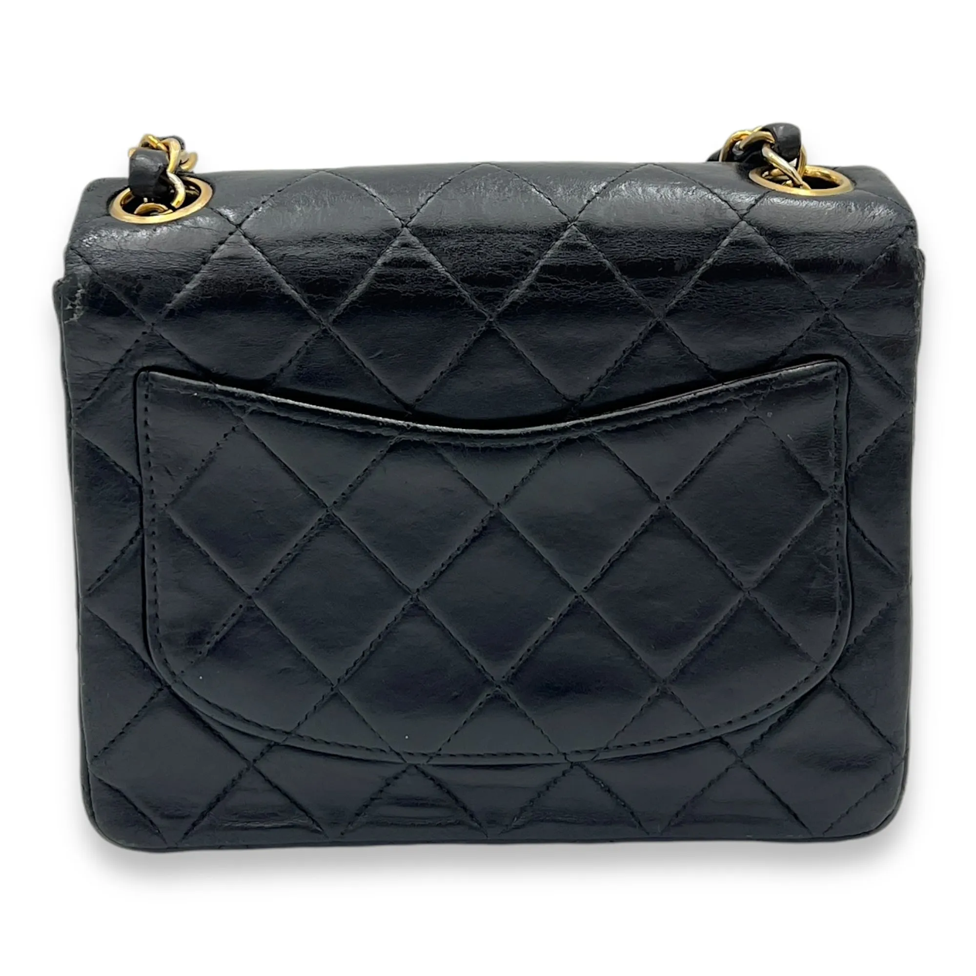 Vintage Crossbody Bag Black in Lambskin, Gold hardware