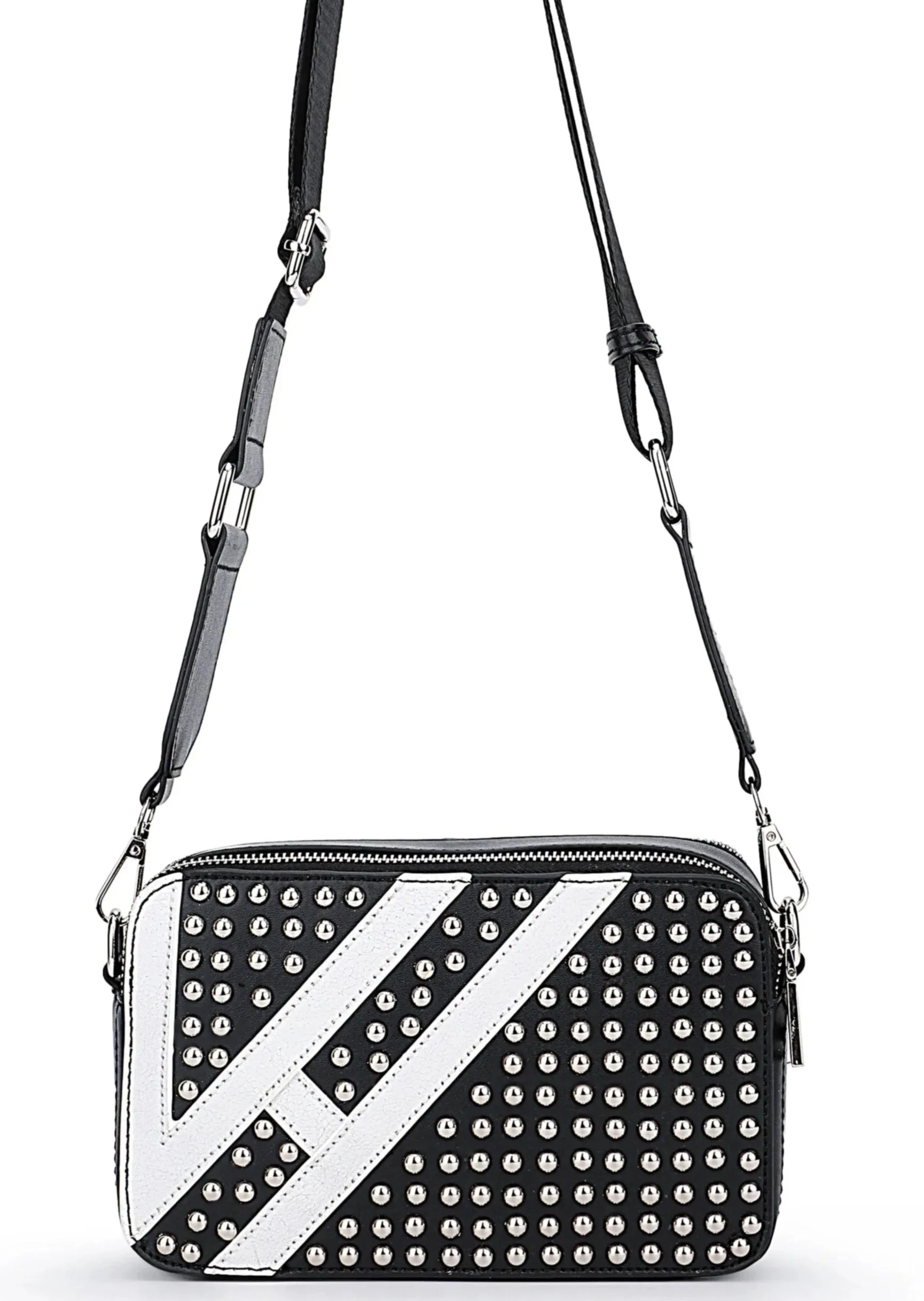 Vintage Havana Meme Handbag - Black and White Stud