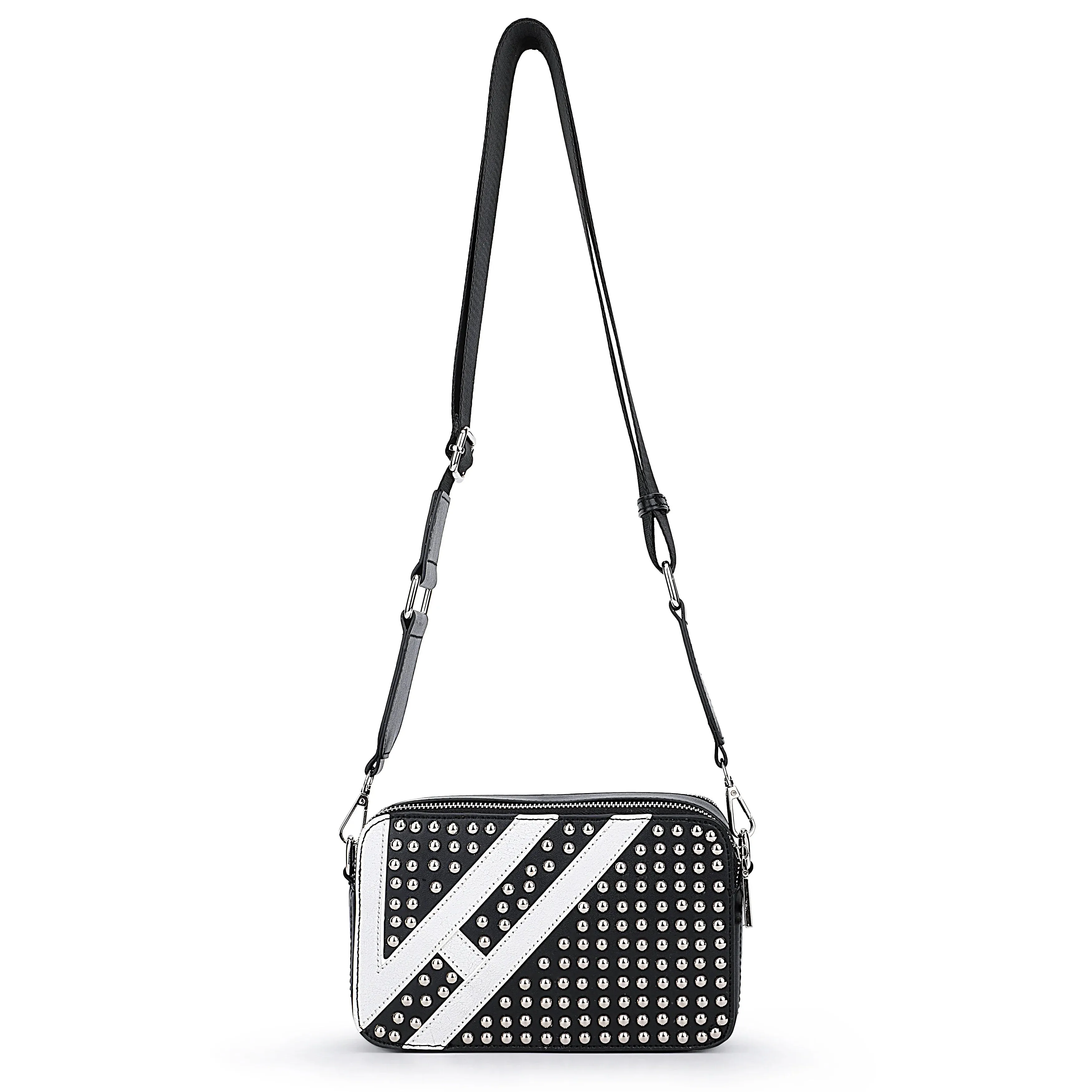 Vintage Havana Meme Handbag - Black and White Stud