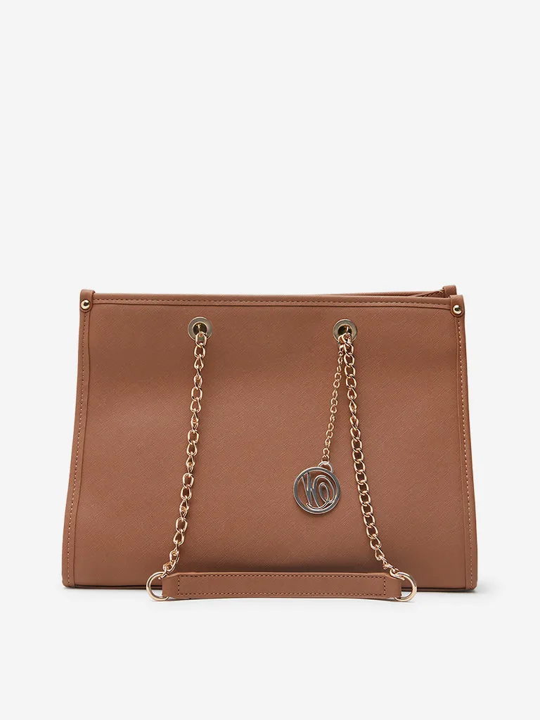 Westside Light Brown Chain Design Hand Bag