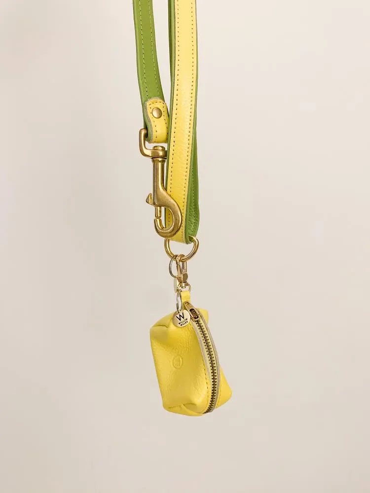 Willow Walks double sided soft leather lead in yellow and light green