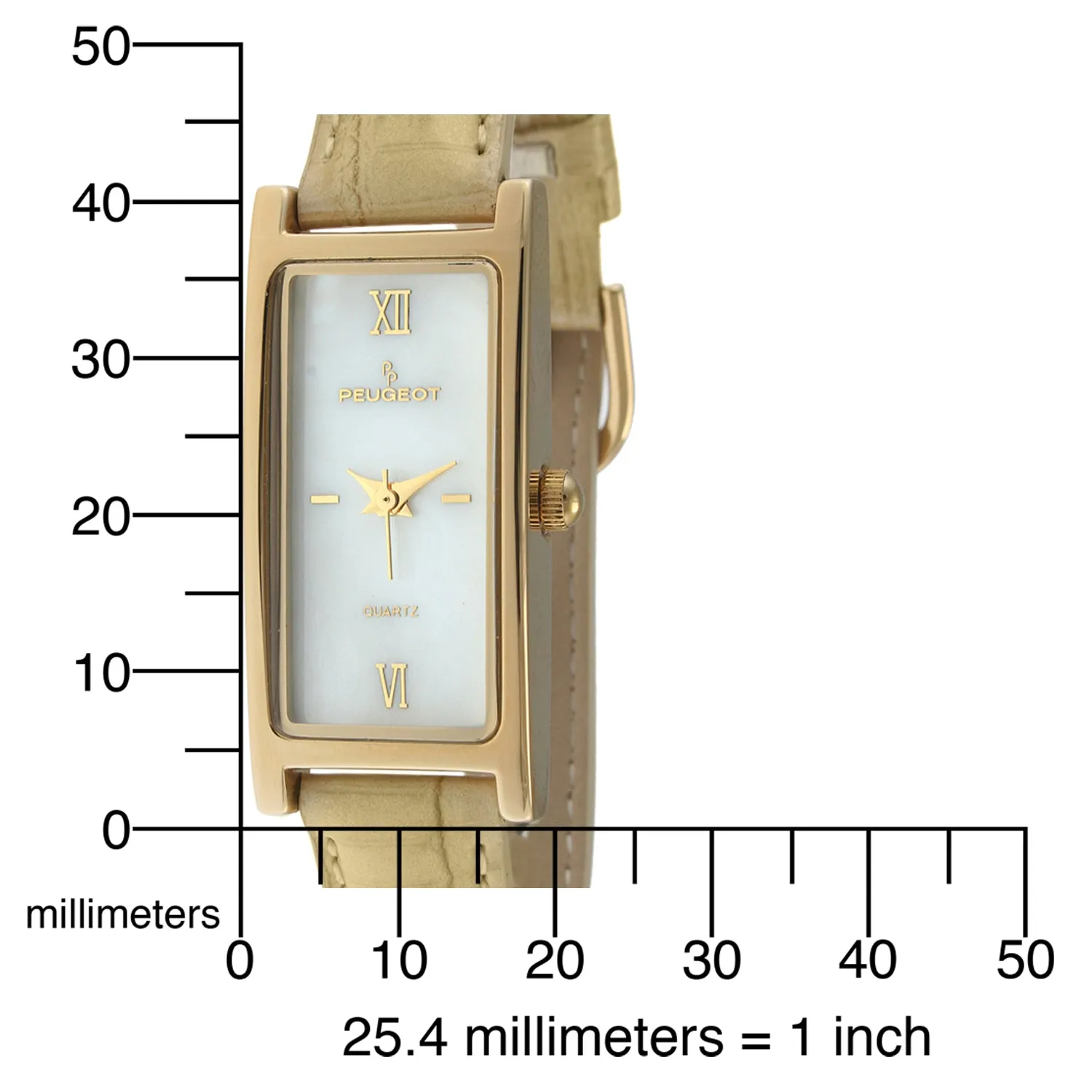 Women 36x18mm Watch Glossy Tan Leather Strap