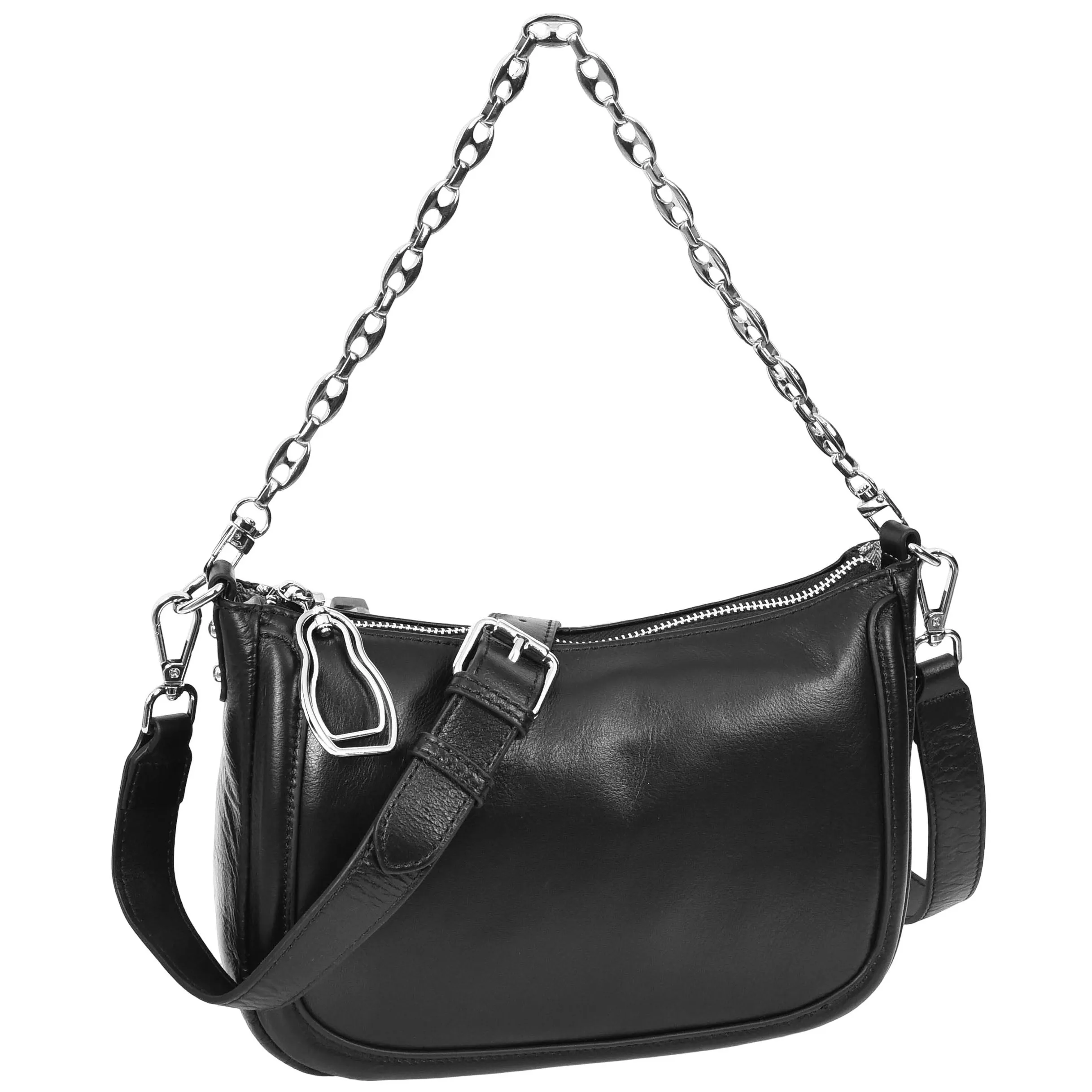 Women Real Leather Shoulder Bag Casual Multi Strap Hobo Handbag A928 Black