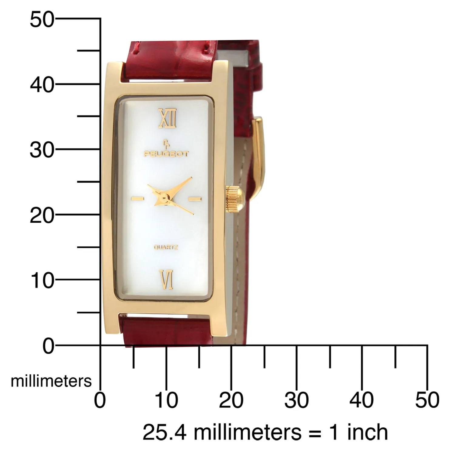 Women's 36x18mm Watch Glossy  Red Leather Strap