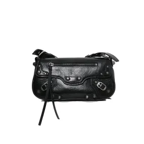 Womens Calfskin Leather Studded Underarm Shoulder Bag