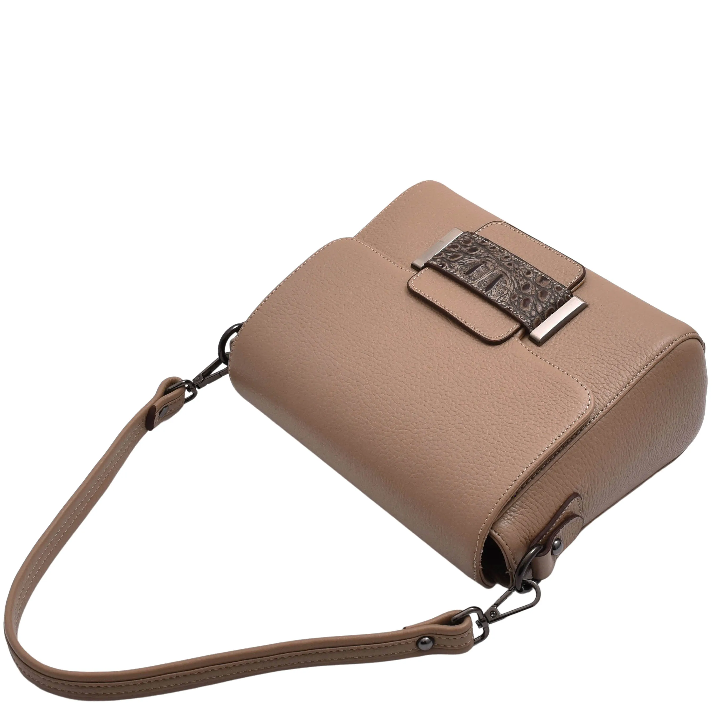 Womens Cross Body Messenger Bag Adjustable Shoulder Strap LINDA Taupe